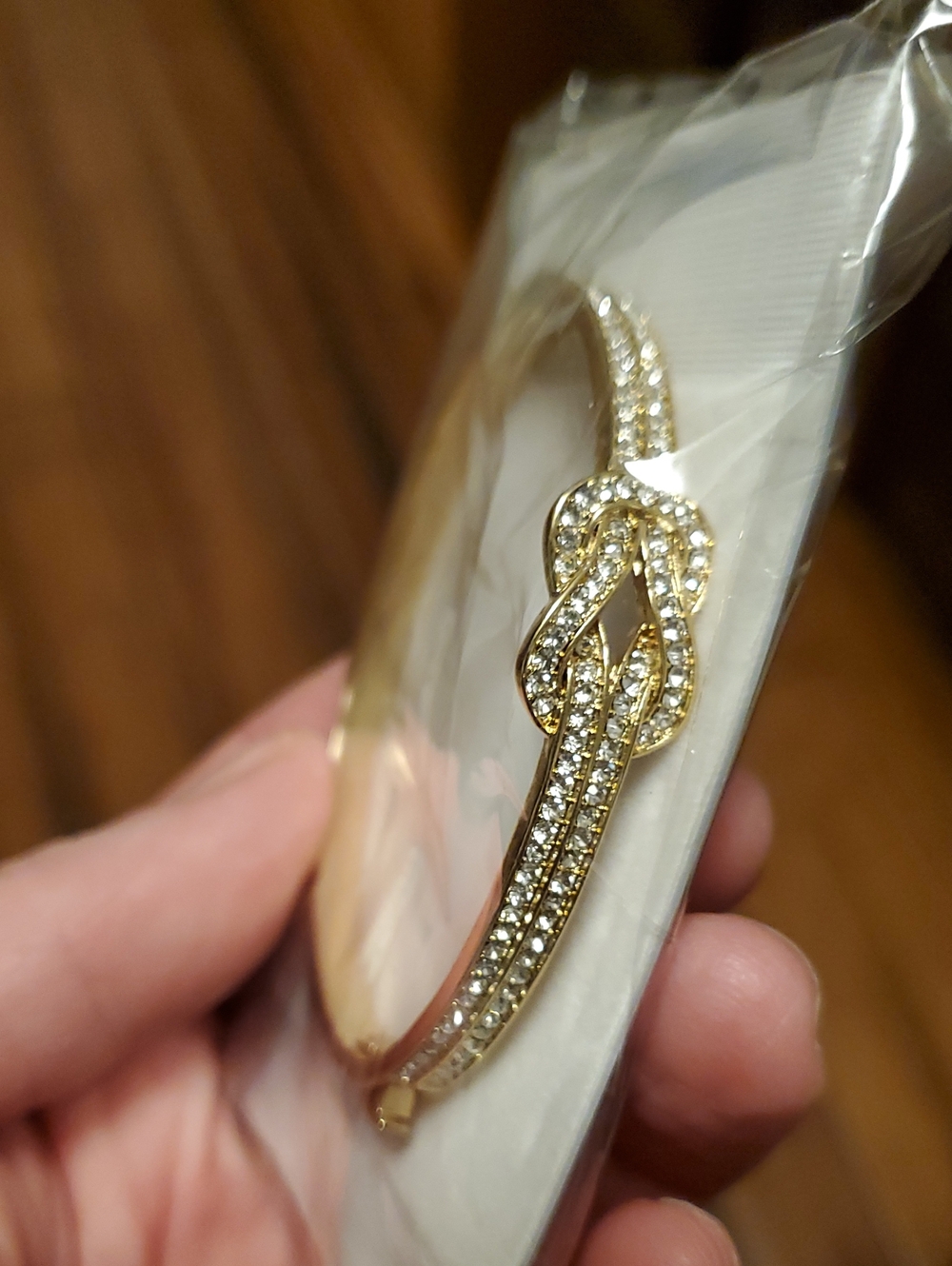 Gold Knot Pave CZ Bangle Bracelet - Elegant Women's Jewelry